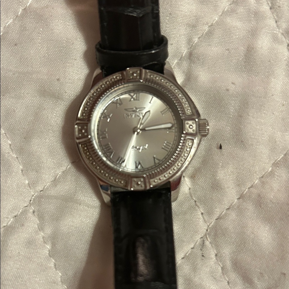 Invicta Angel Silver Dial Watch with Black Strap